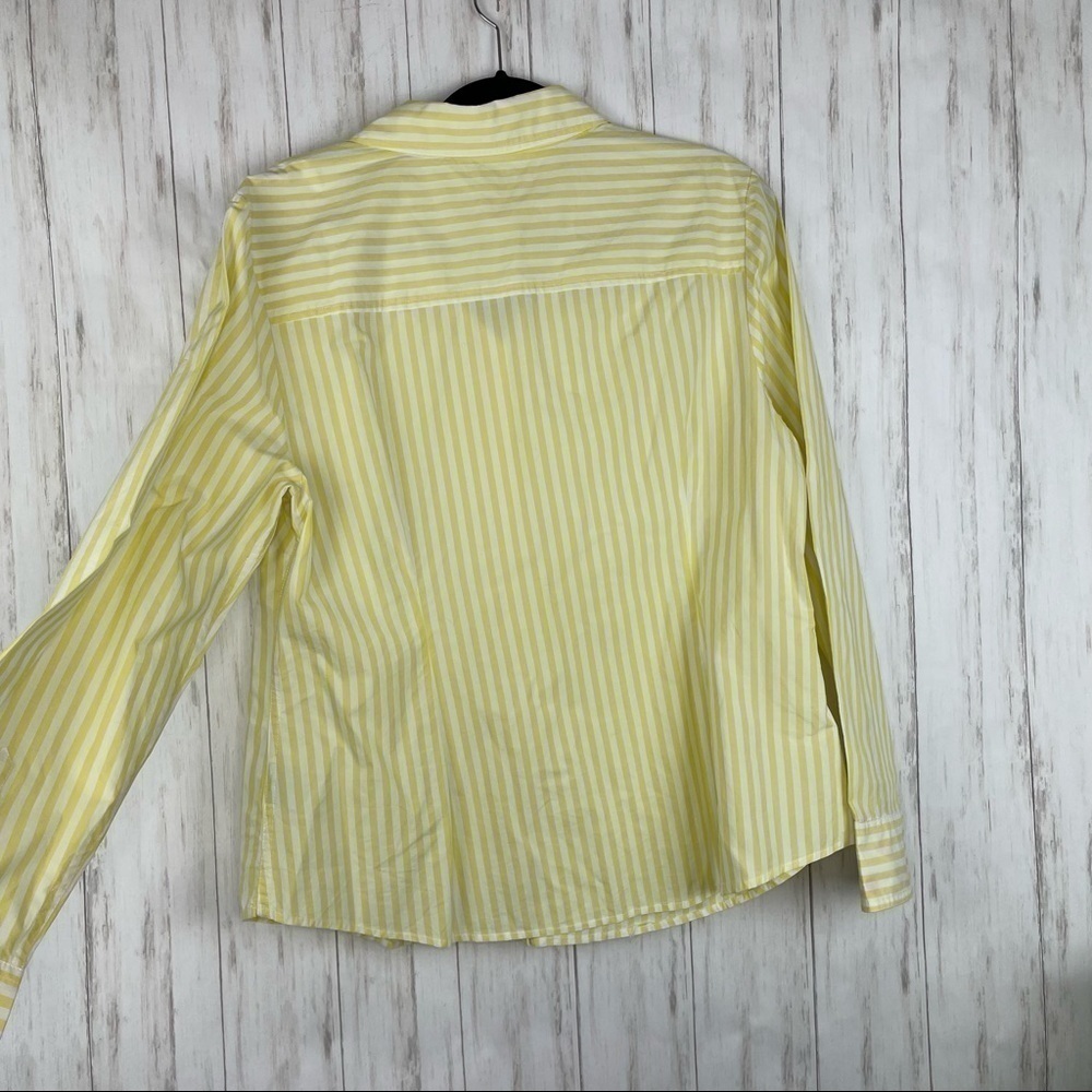 Boden Anthropologie yellow and white striped button down 14R - Picture 5 of 5
